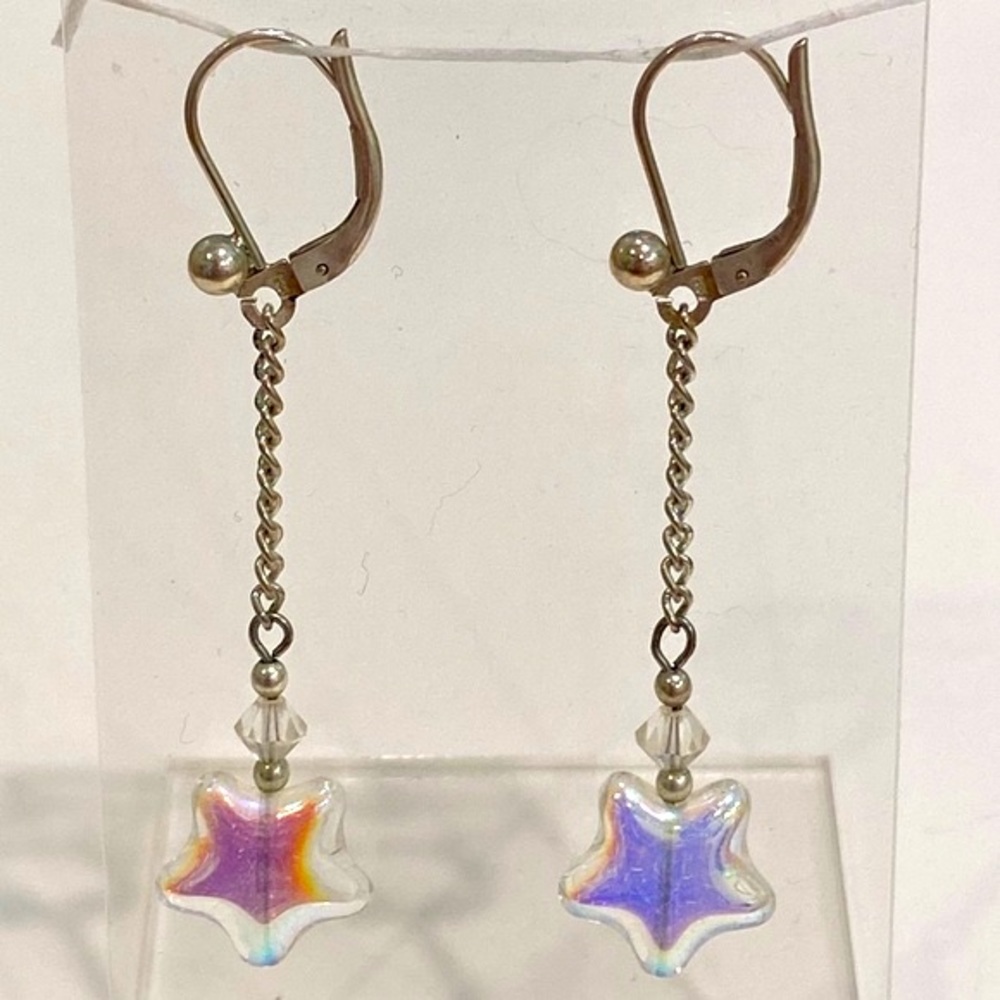 Vintage 90’s Handcrafted lever-back drop dangle Earrings Pierced Ears